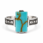 Load image into Gallery viewer, Turquoise Rectangular Silver Ring
