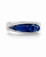 Load image into Gallery viewer, Blue Marquise Halo Silver Ring