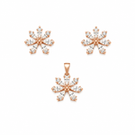 Load image into Gallery viewer, Rose Gold Floral Bloom Pendant &amp; Stud Earrings Set