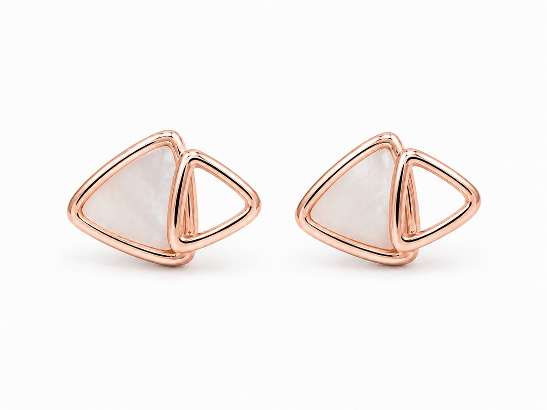 Modern Pearl Geometry Studs