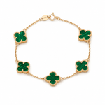 Load image into Gallery viewer, Five Clover Gold Plated Sterling Silver Bracelet