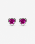 Load image into Gallery viewer, Ruby Heart Halo Stud Earrings