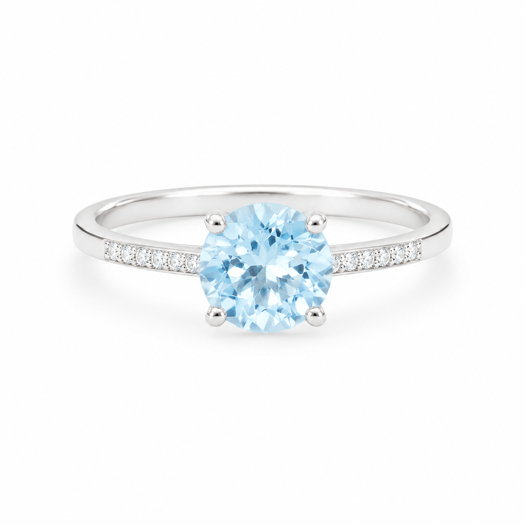 Sky Blue Solitaire Spark Ring