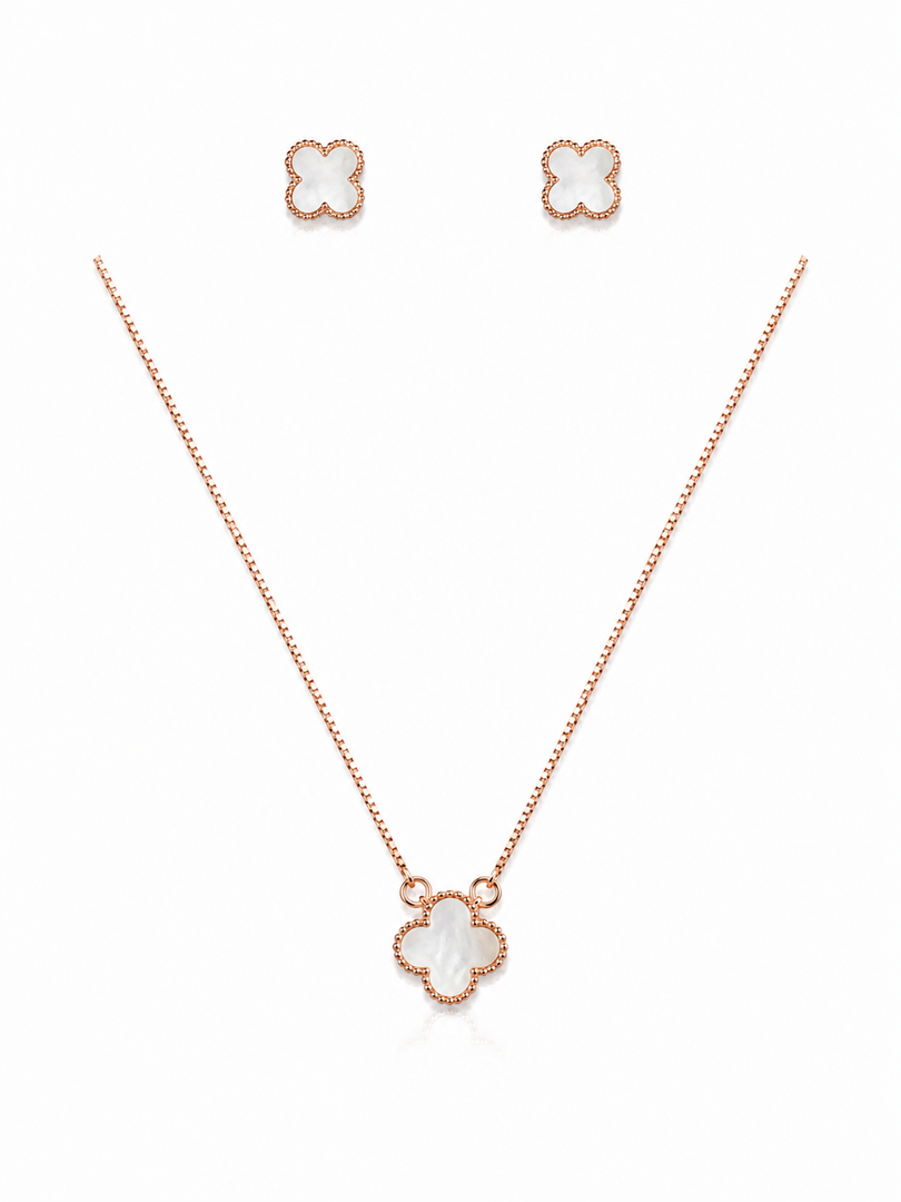 White Clover Rose Gold Sterling Silver Necklace