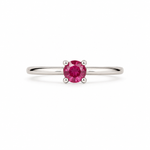 Load image into Gallery viewer, Pink Round Solitaire Silver Ring