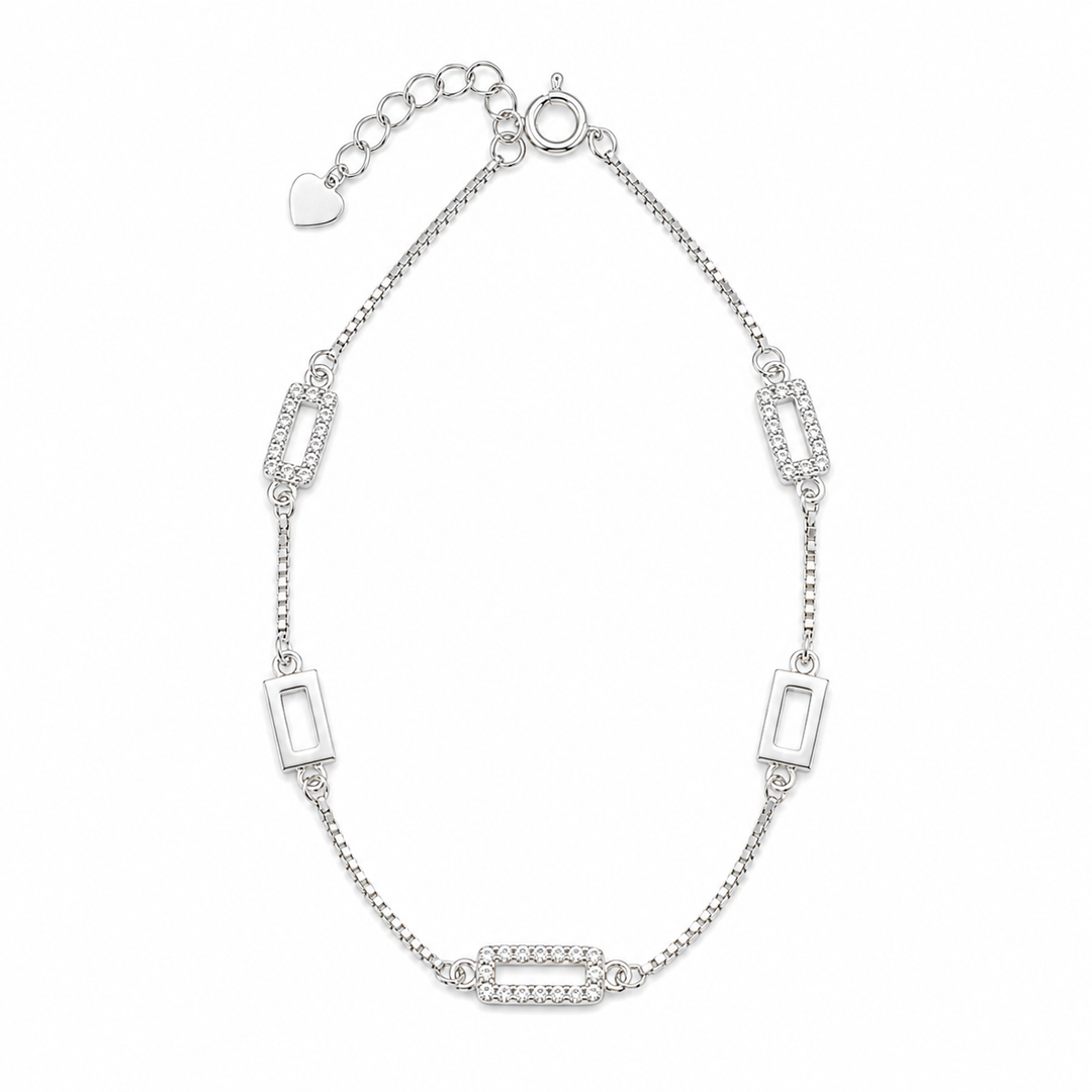 Geometric Link Sterling Silver Bracelet