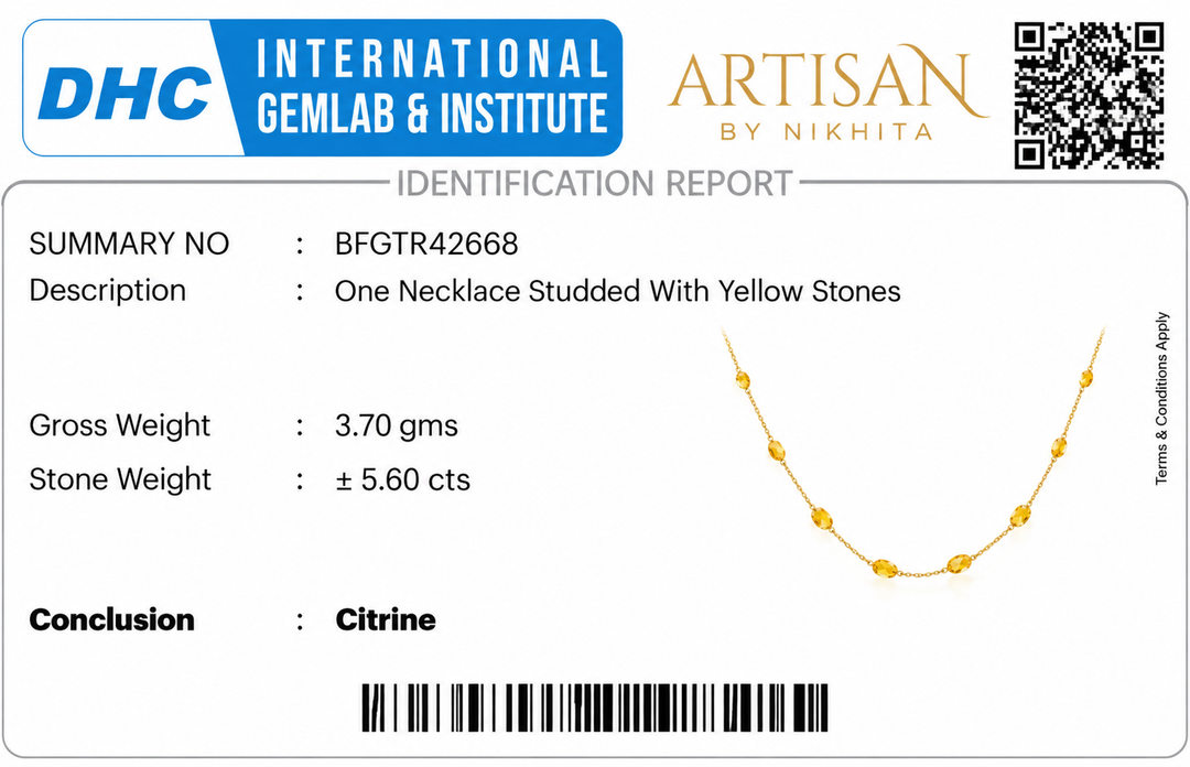 Golden Citrine Bezel-Set Station Necklace