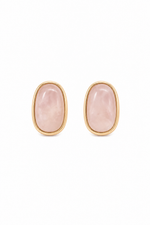 Load image into Gallery viewer, Rose Quartz Gold Polished Silver Stud Earrings