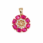 Load image into Gallery viewer, Ruby Blossom Floral Sterling Silver Pendant