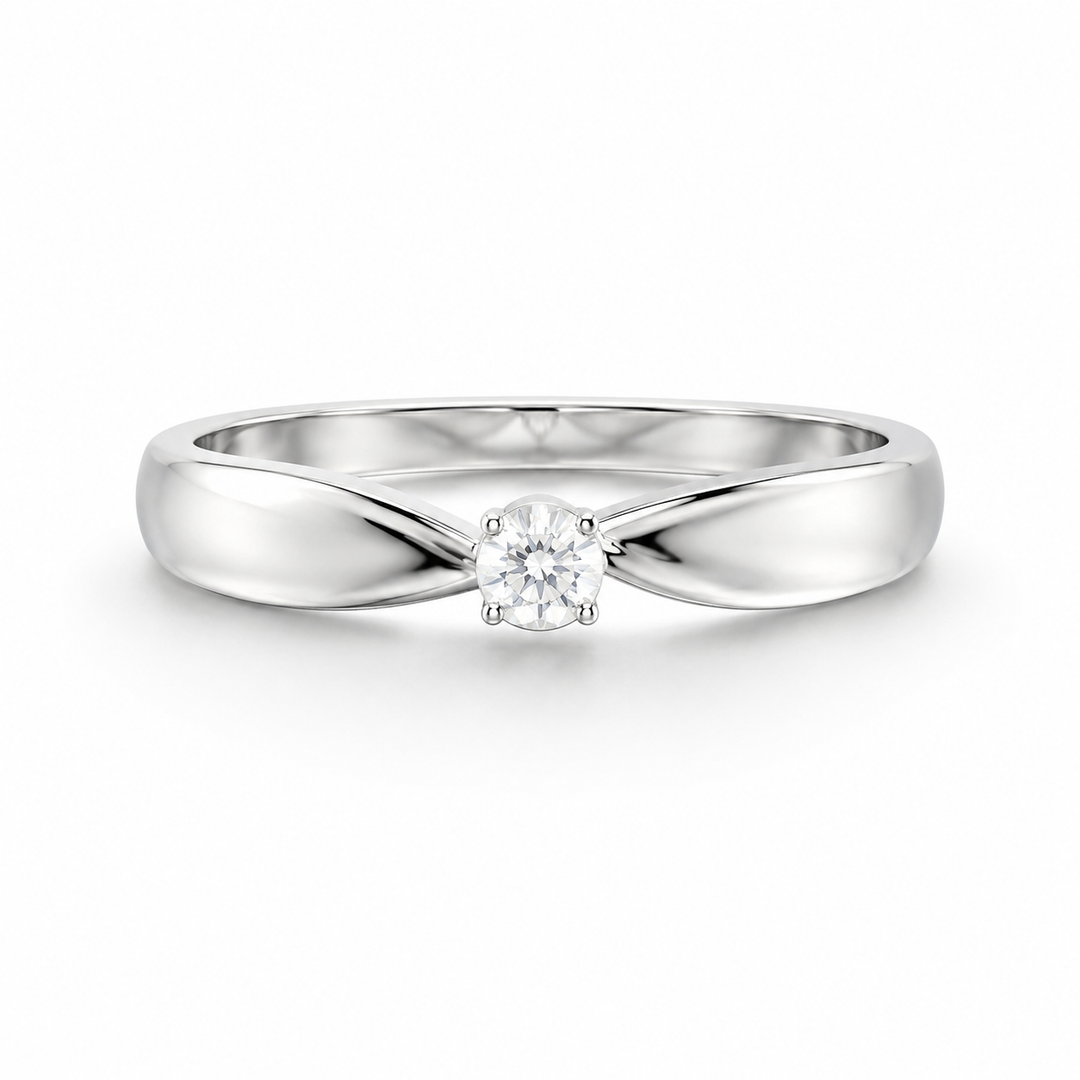 Classic Twist Solitaire Silver Ring