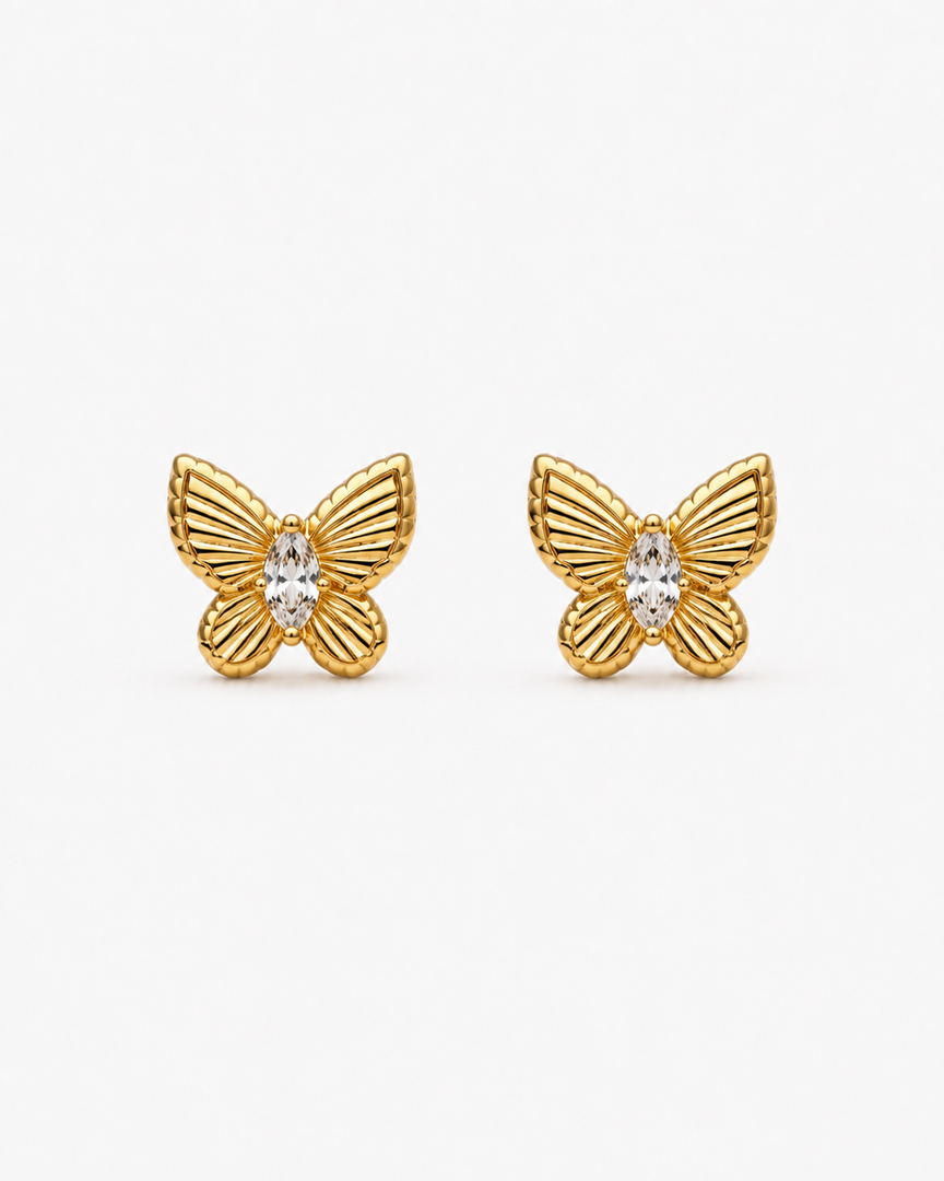 Golden Butterfly Stud Earrings