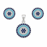 Load image into Gallery viewer, Evil Eye Halo Sterling Silver Pendant