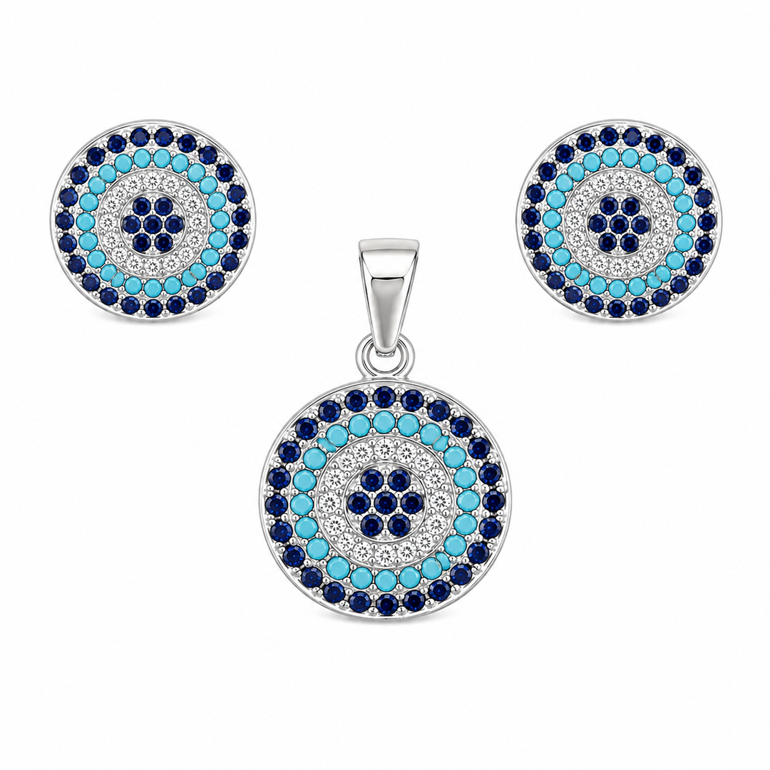 Evil Eye Halo Sterling Silver Pendant