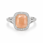 Load image into Gallery viewer, Peach Cushion Halo Silver Ring
