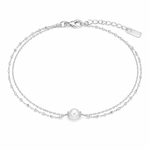 Load image into Gallery viewer, Elegant Pearl Sterling Silver Chain Bracelet