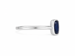 Load image into Gallery viewer, Silver Cushion-Cut Blue Sapphire Solitaire Ring