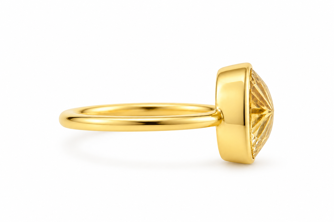 Carved Cushion Citrine Statement Ring