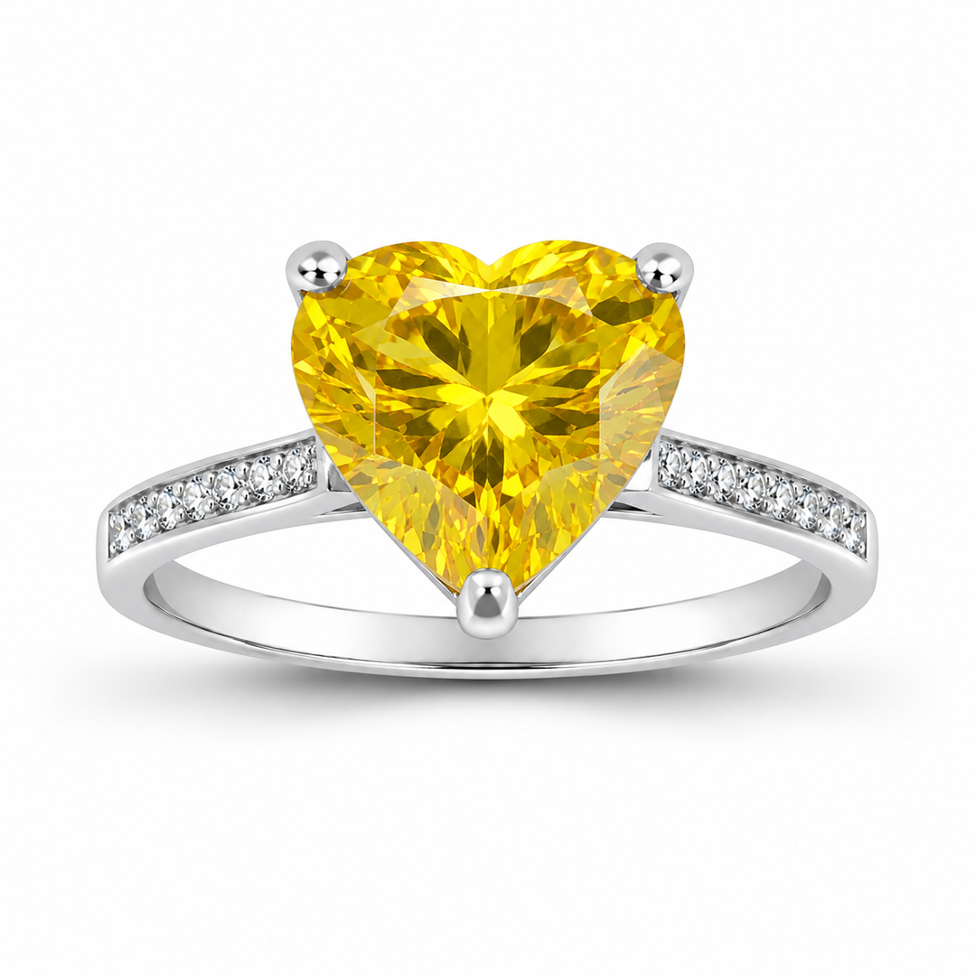 Golden Heart Solitaire Ring