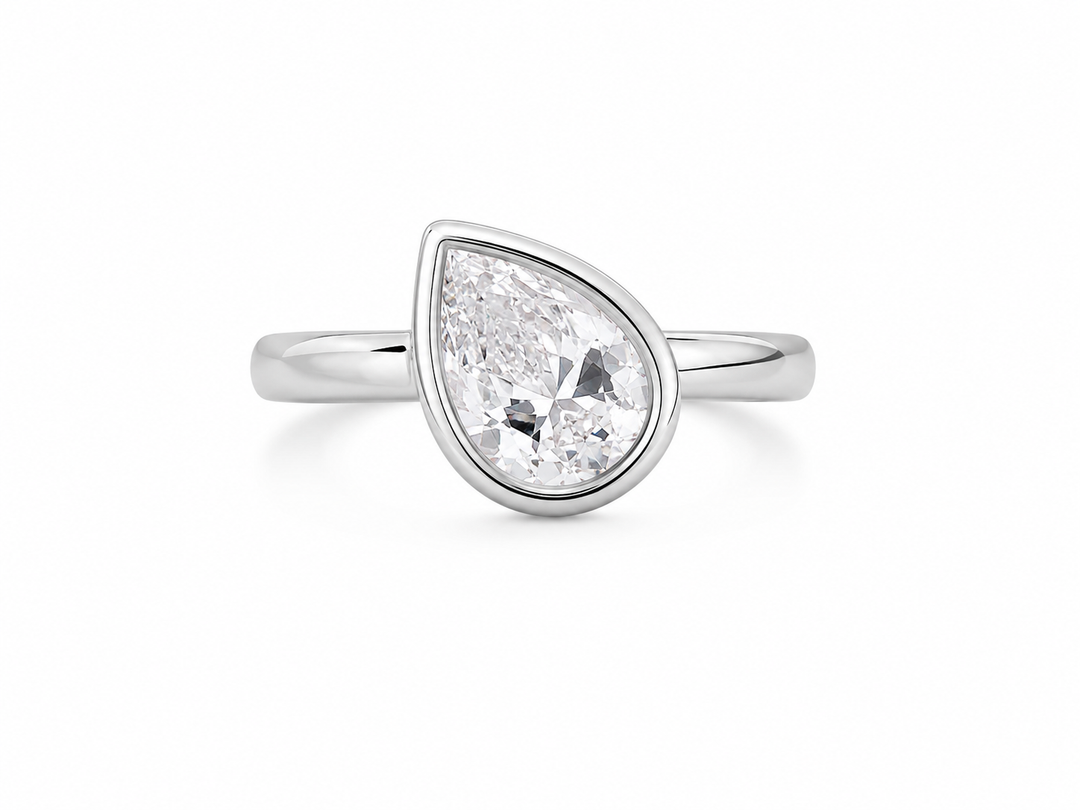 Elegant Pear Bezel Solitaire Ring