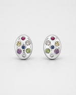 Load image into Gallery viewer, Rainbow Charm Oval Stud Earrings