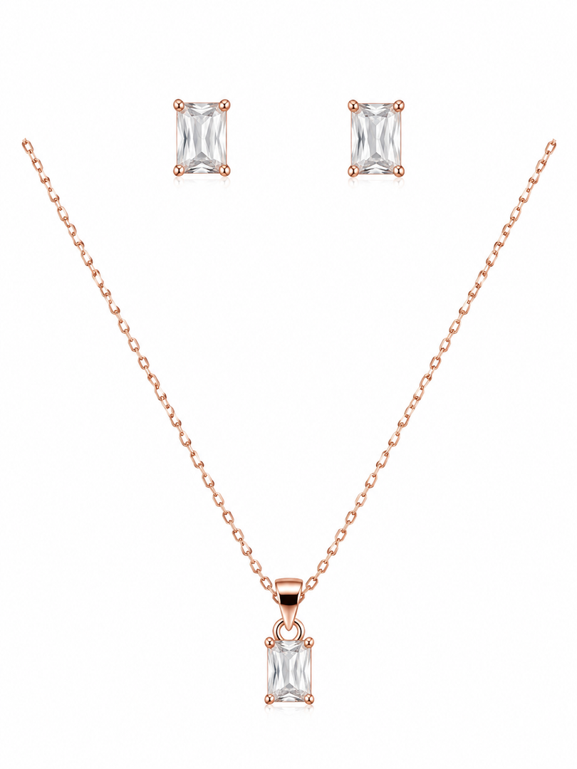 Solitaire Rose Gold Sterling Silver Necklace