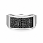 Load image into Gallery viewer, Black Stone Wide Silver Band Ring