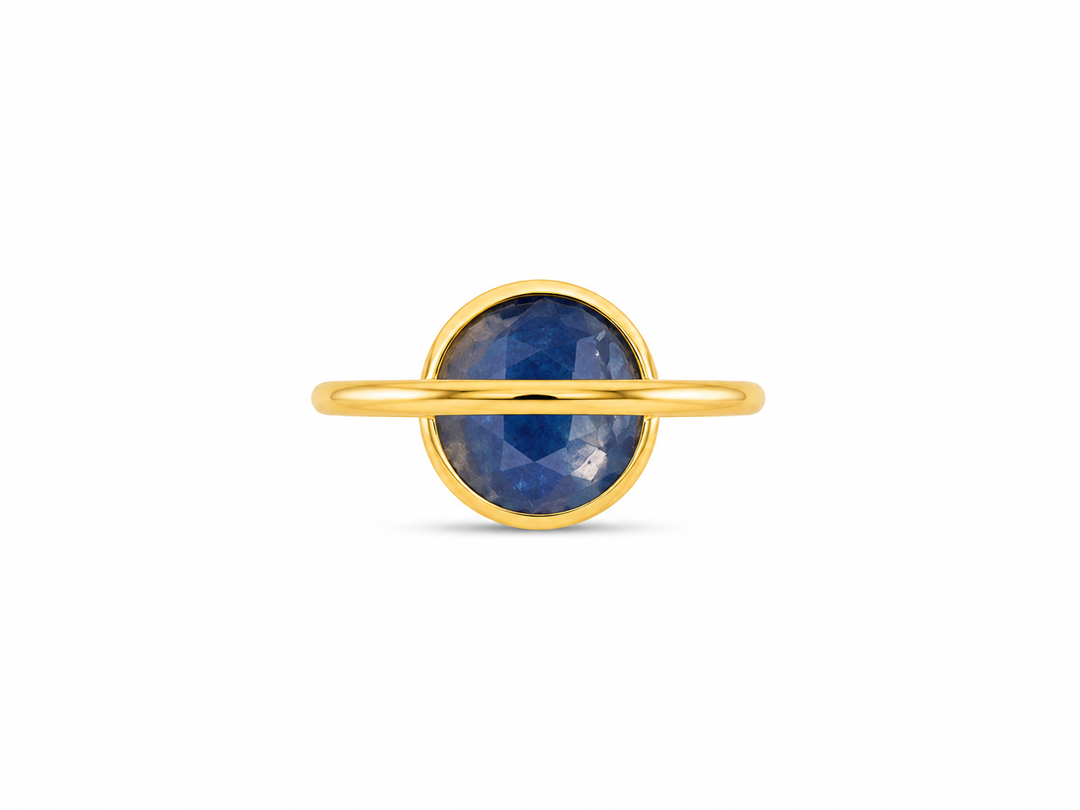 Blue Sapphire Oval Bezel Ring