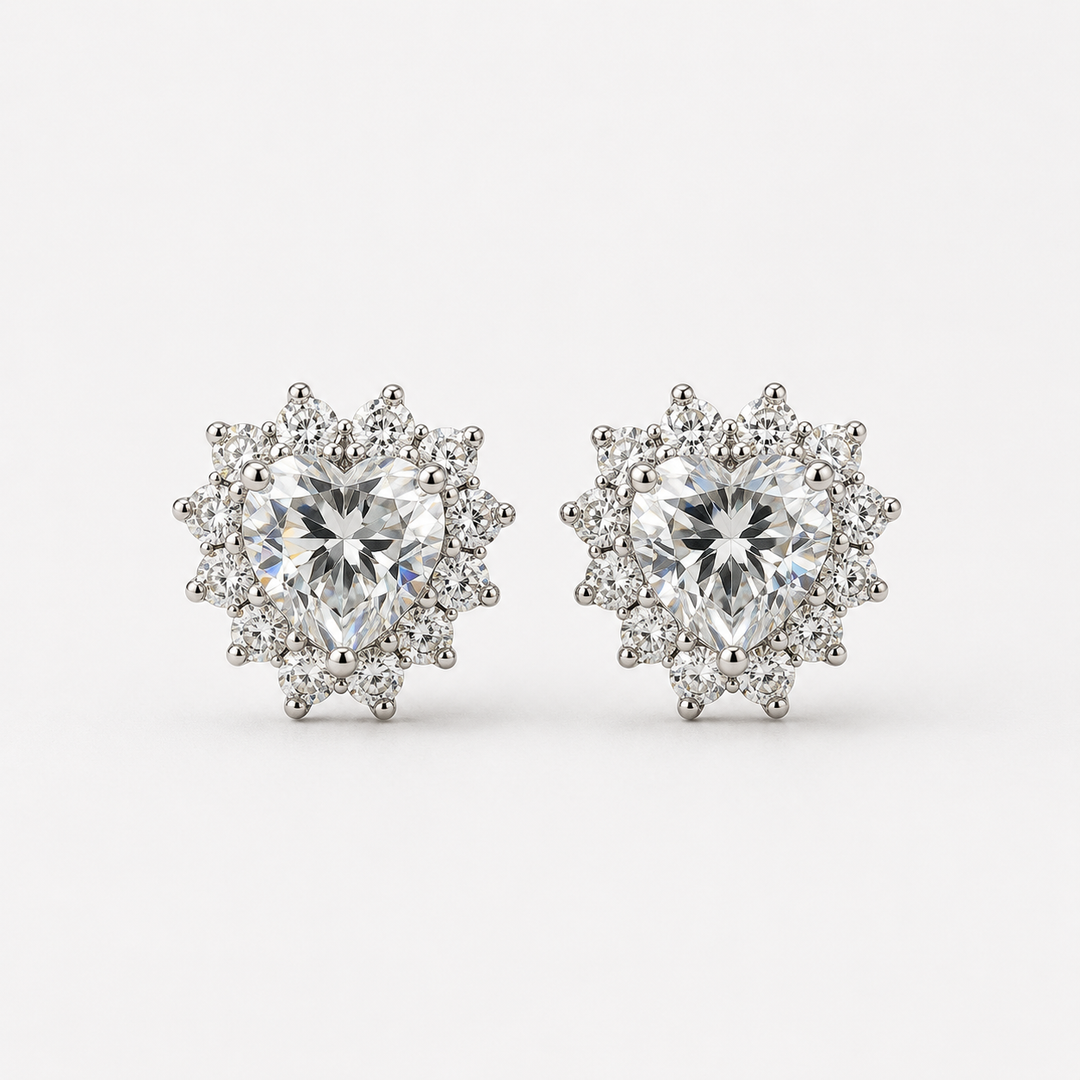 Heart Halo Crown Studs