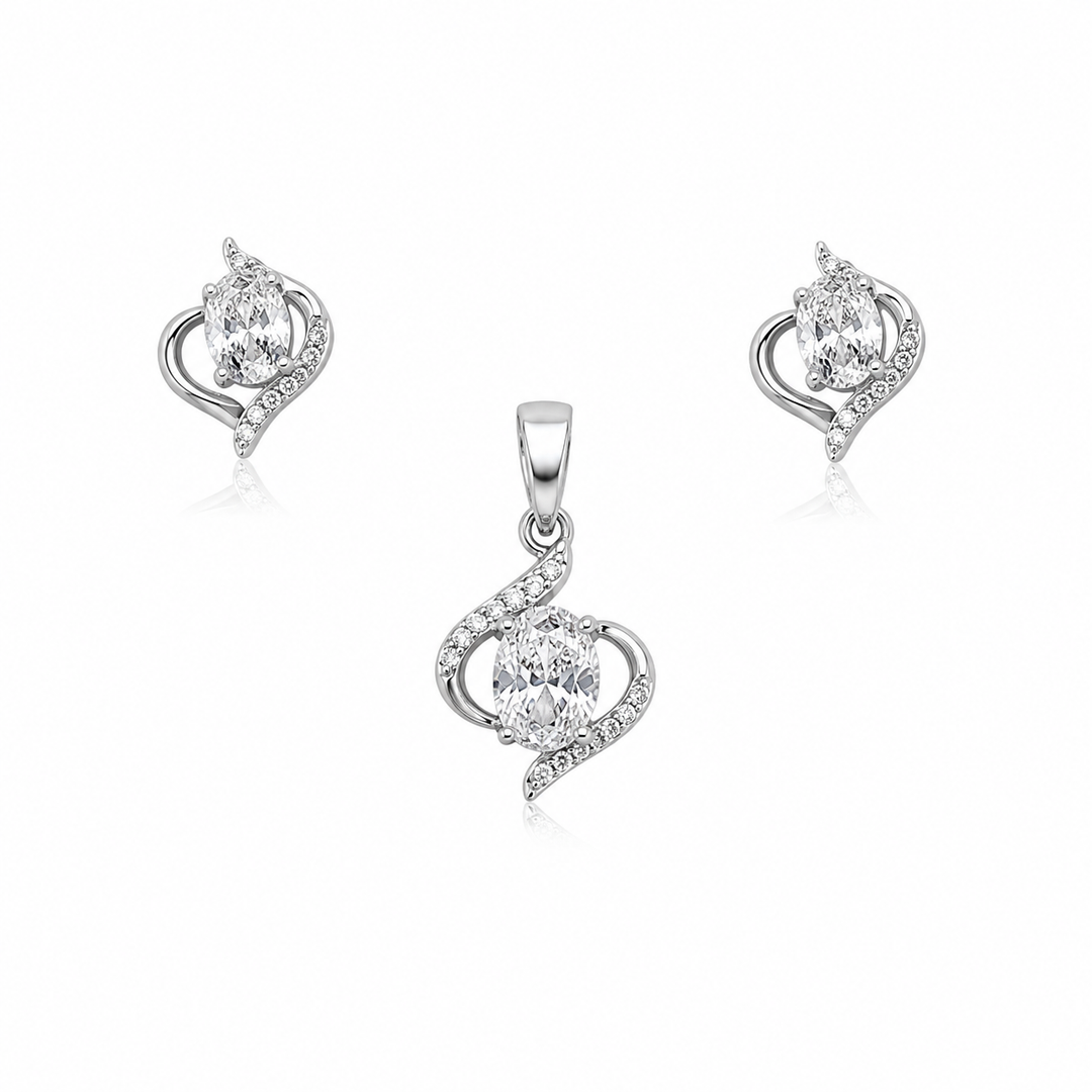Elegant Swirl Pendant & Stud Earrings Set