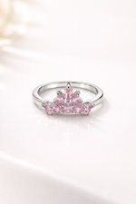 Load image into Gallery viewer, Pink Crystal Crown Sterling Silver Ring
