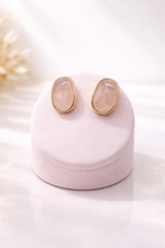 Load image into Gallery viewer, Rose Quartz Gold Polished Silver Stud Earrings