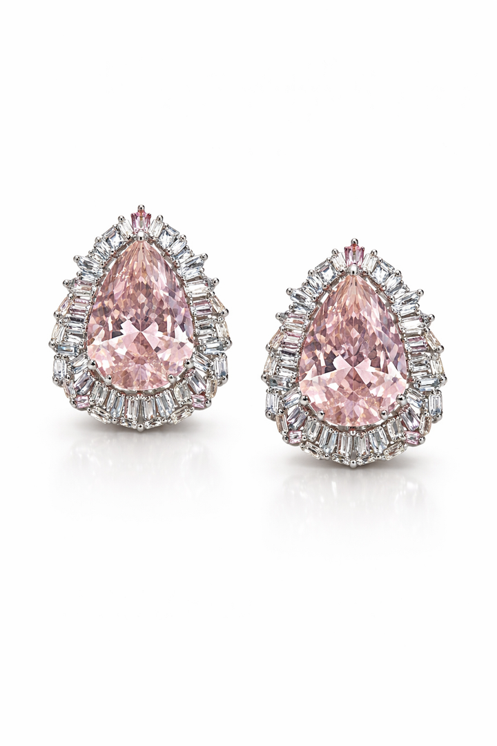 Pink Pearl Halo Stud Earrings