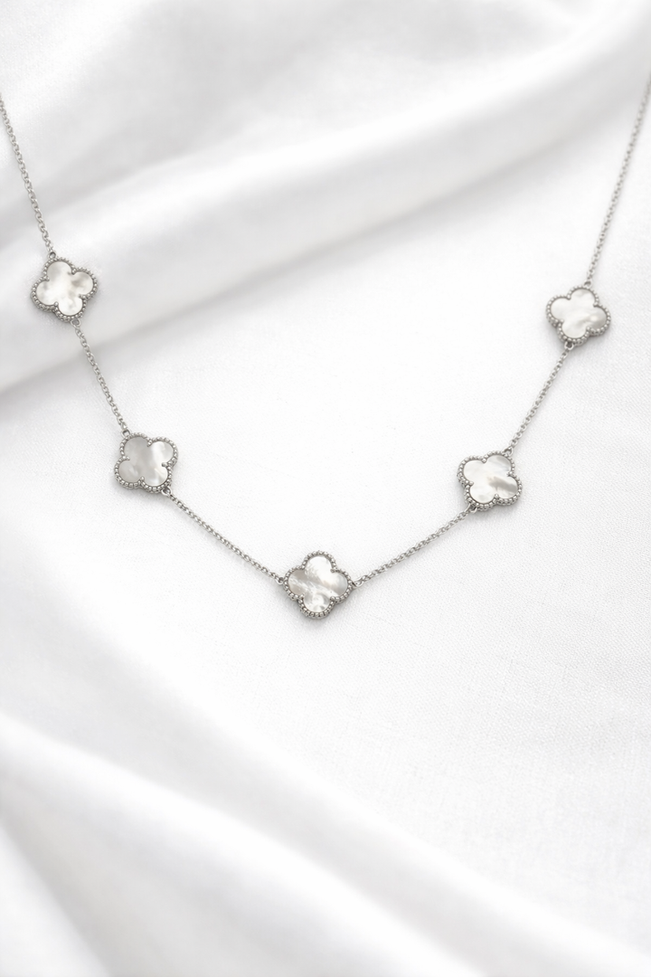 Silver Clover Station Necklace
