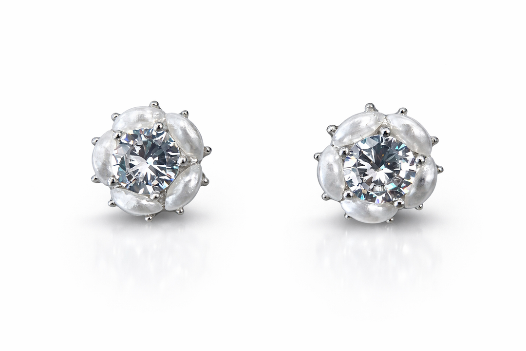 Floral Silver Stud Earrings