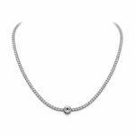 Load image into Gallery viewer, Silver Tennis Necklace with Center Solitaire Charm