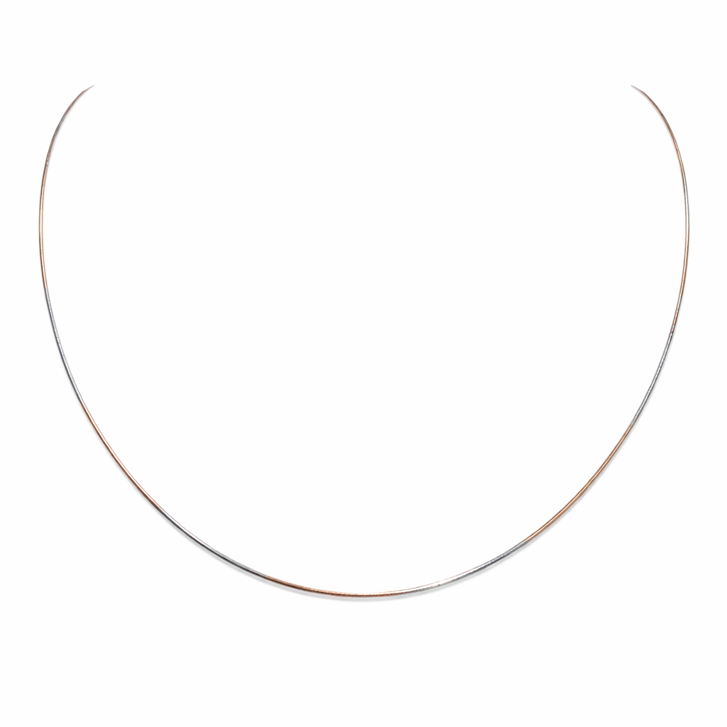 Two-Tone Minimal Wire Necklace in Silver