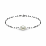 Load image into Gallery viewer, Silver Pearl Chain Bracelet with Lobster Clasp