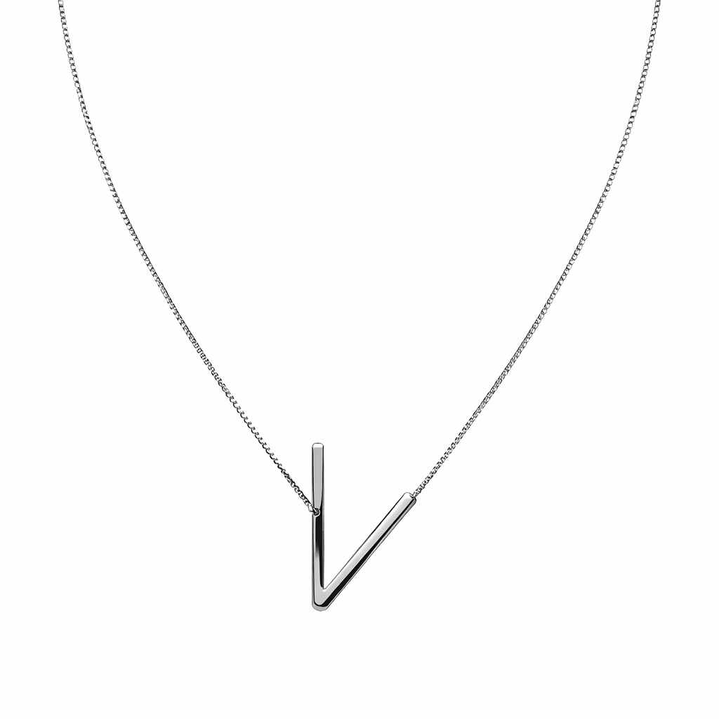 Silver V Pendant Necklace