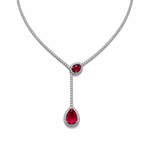 Load image into Gallery viewer, Silver Ruby Drop Necklace