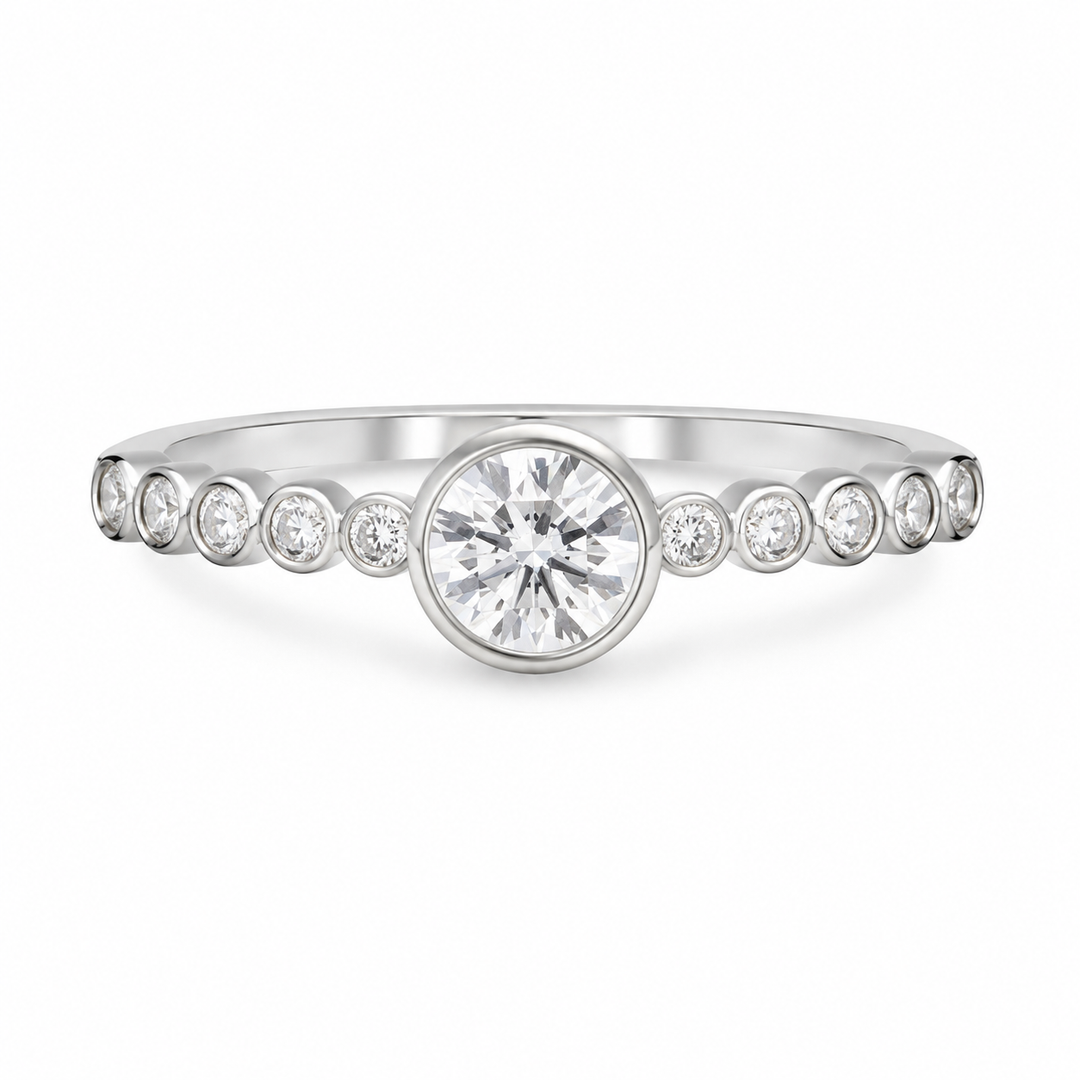 Bezel Solitaire Band Silver Ring