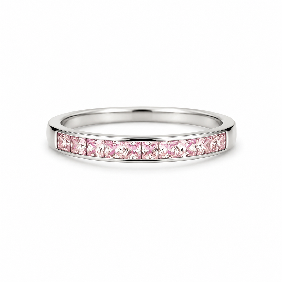 Pink Princess Channel Silver Ring
