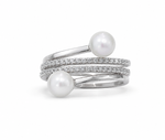 Load image into Gallery viewer, Dual Pearl Wrap Sterling Silver Ring