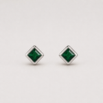 Load image into Gallery viewer, Emerald Green Princess-Cut Stud