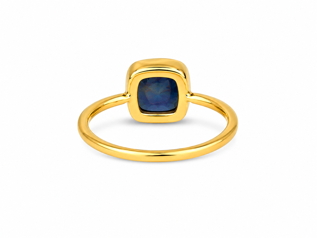 Royal Blue Sapphire Bezel Ring