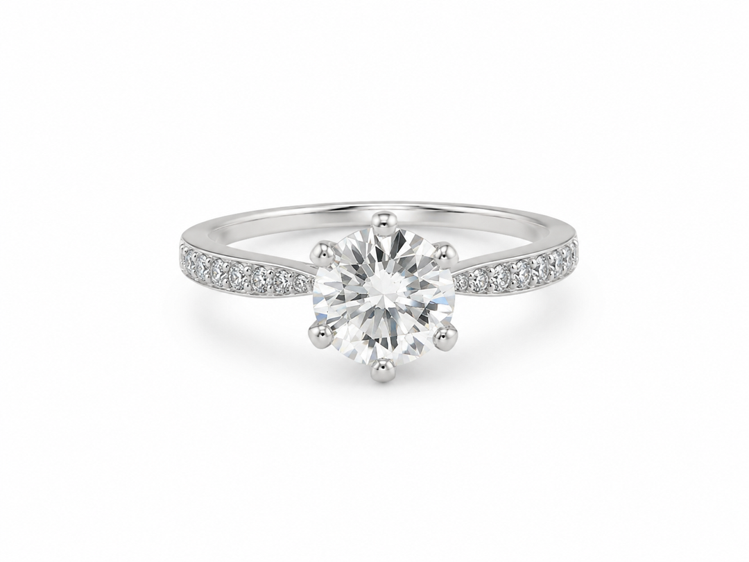 Classic Solitaire Pavé Ring