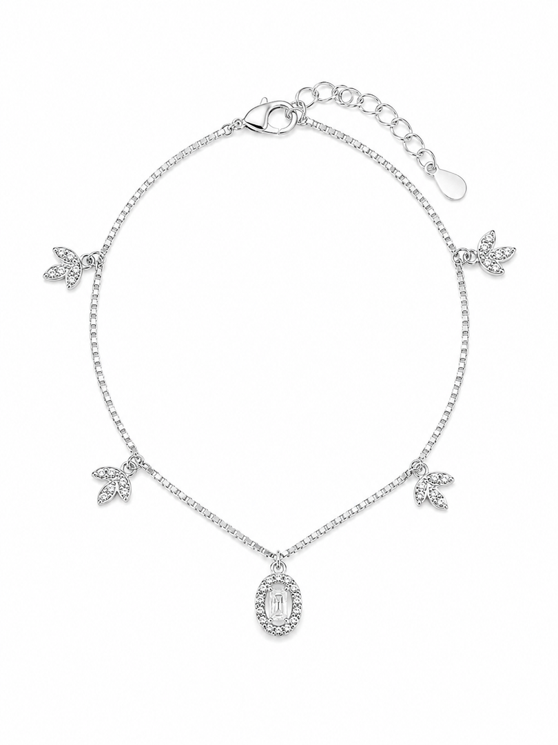 Butterfly Halo Sterling Silver Bracelet