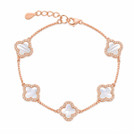 Load image into Gallery viewer, Rose Gold Mother of Pearl Clover Sterling Silver Bracelet