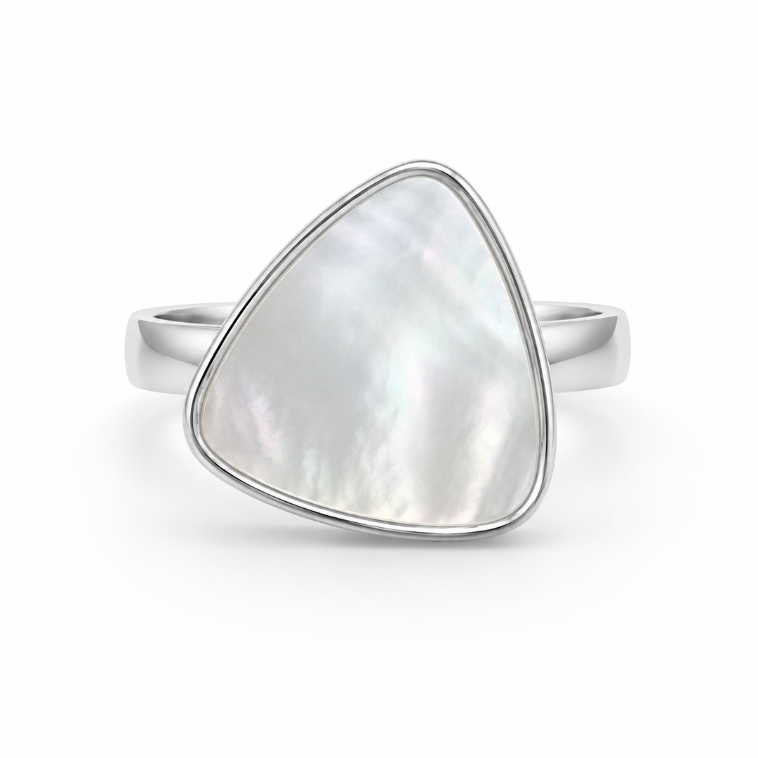 Mother of Pearl Triangle Silver Ring