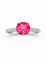 Load image into Gallery viewer, Pink Round Solitaire Silver Ring