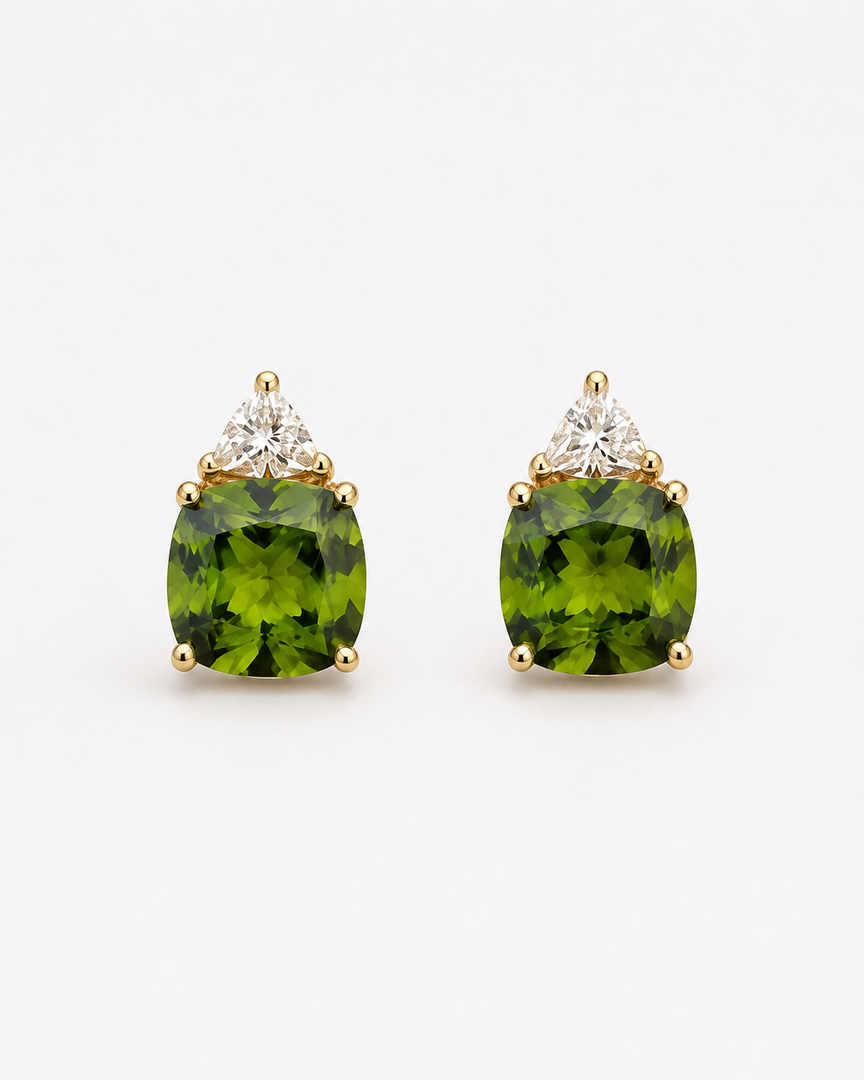 Olive Glow Gold-Tone Silver Earrings